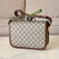 Gucci Horsebit 1955 Medium Brown GG Supreme Monogram Bag Gold Hardware