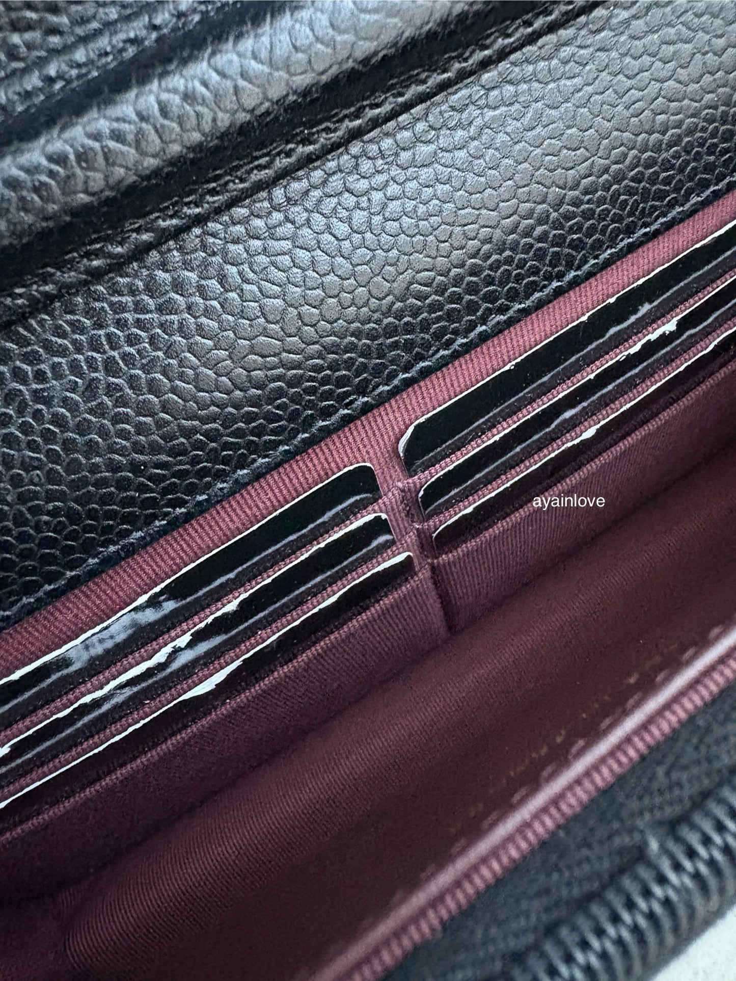 CHANEL Black Caviar Microchipped Classic Wallet On Chain Gold Hardware