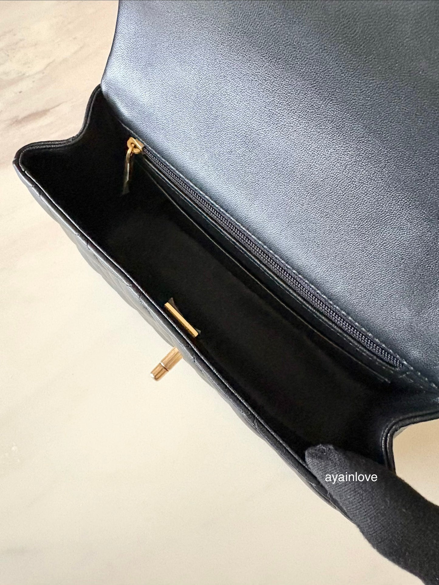CHANEL Black Lambskin Top Handle Rectangular Mini Gold Hardware