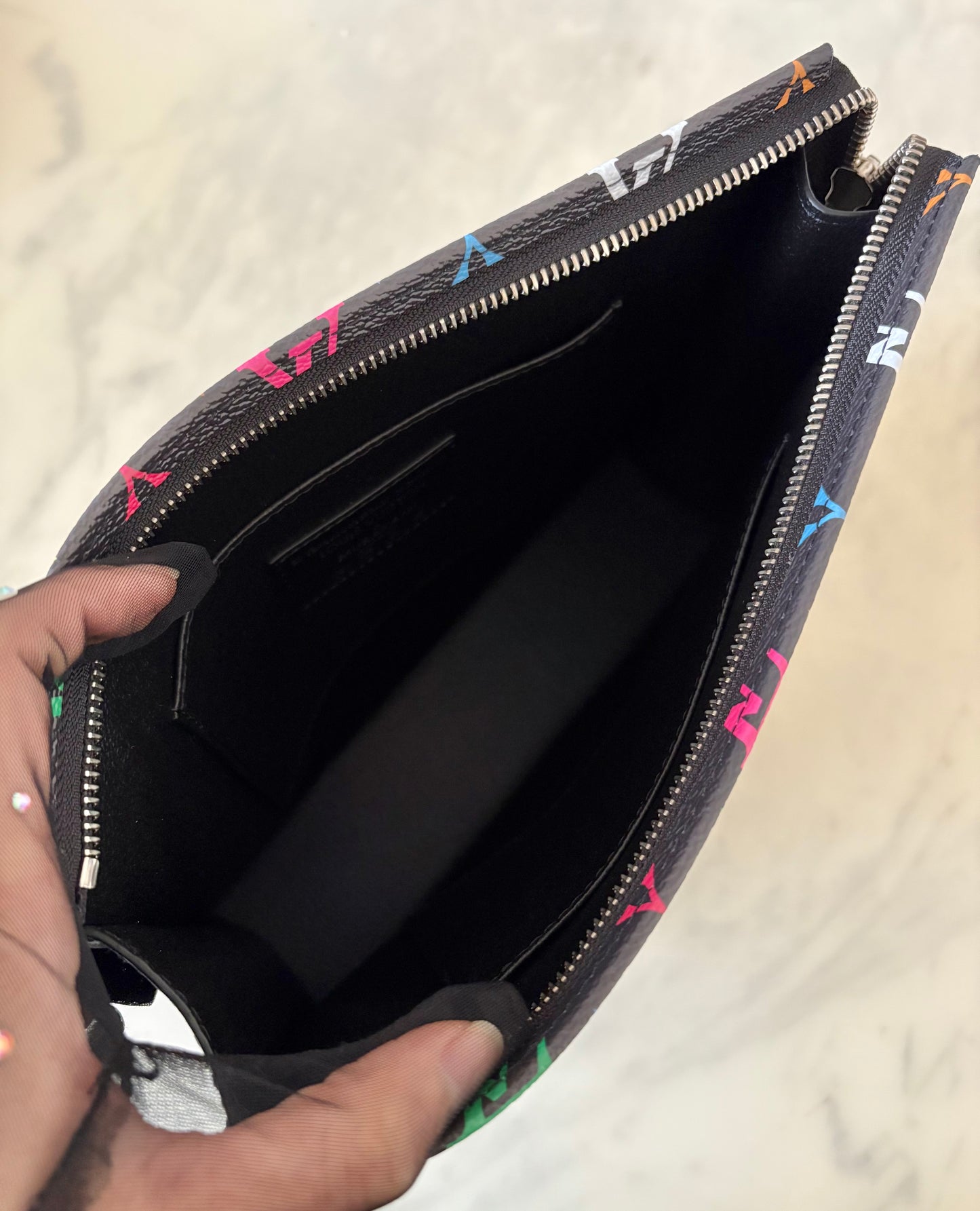 LOUIS VUITTON LV x TM Black Multicolour Rainbow Murakami Toiletry 26 Pouch