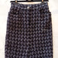CHANEL 17B Houndstooth Black Silver Grey Wool Fantasy Tweed Skirt Size 38FR
