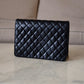 CHANEL Black Lambskin Turnlock Quilted Medium Half Flap Bag Gold Hardware