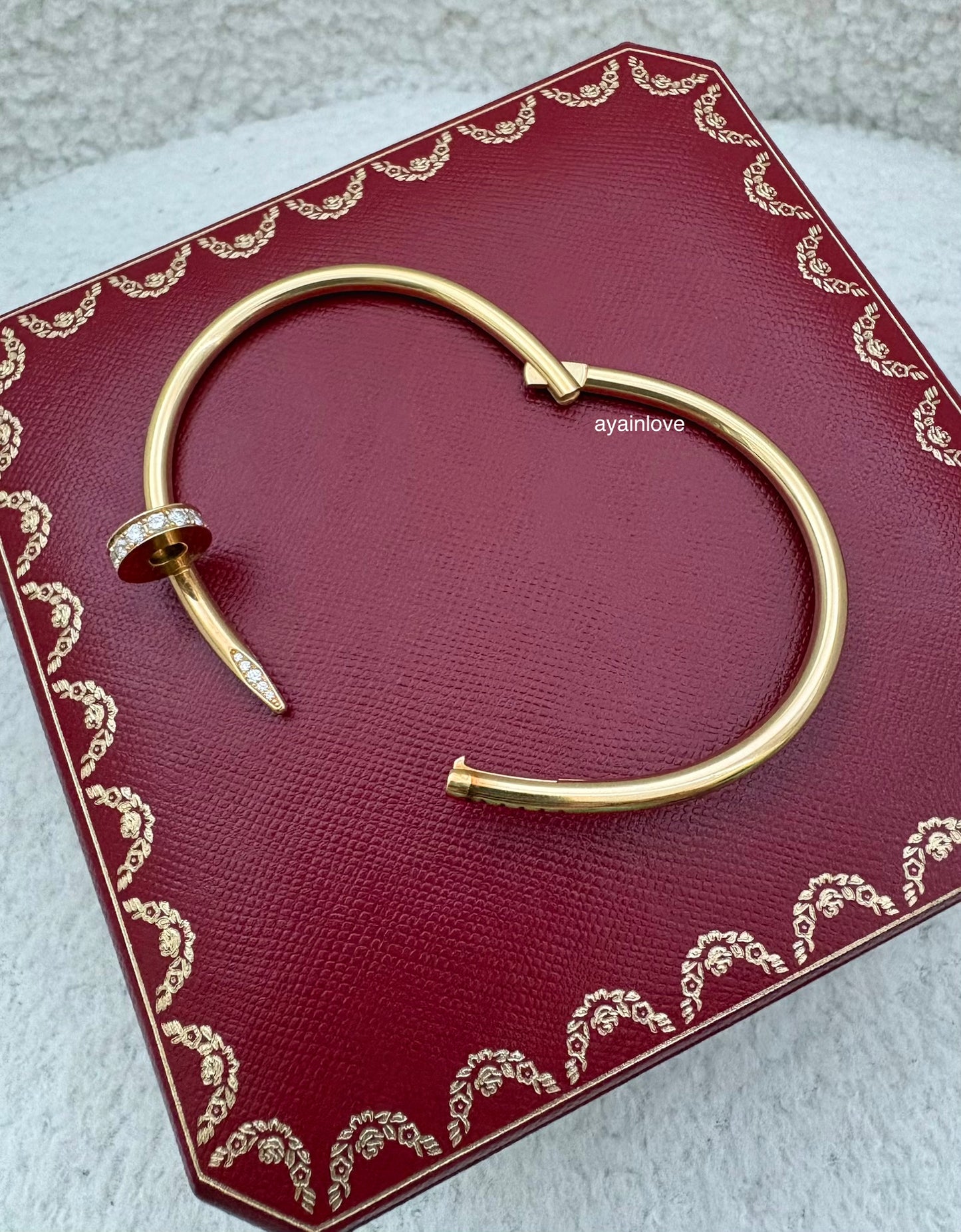 CARTIER 18KT Yellow Gold Full Size Classic JUC Juste Un Clou Diamonds Bracelet Size 17