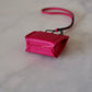 HERMES Pink Rose Mexico Leather Shopping Sac Bag Charm