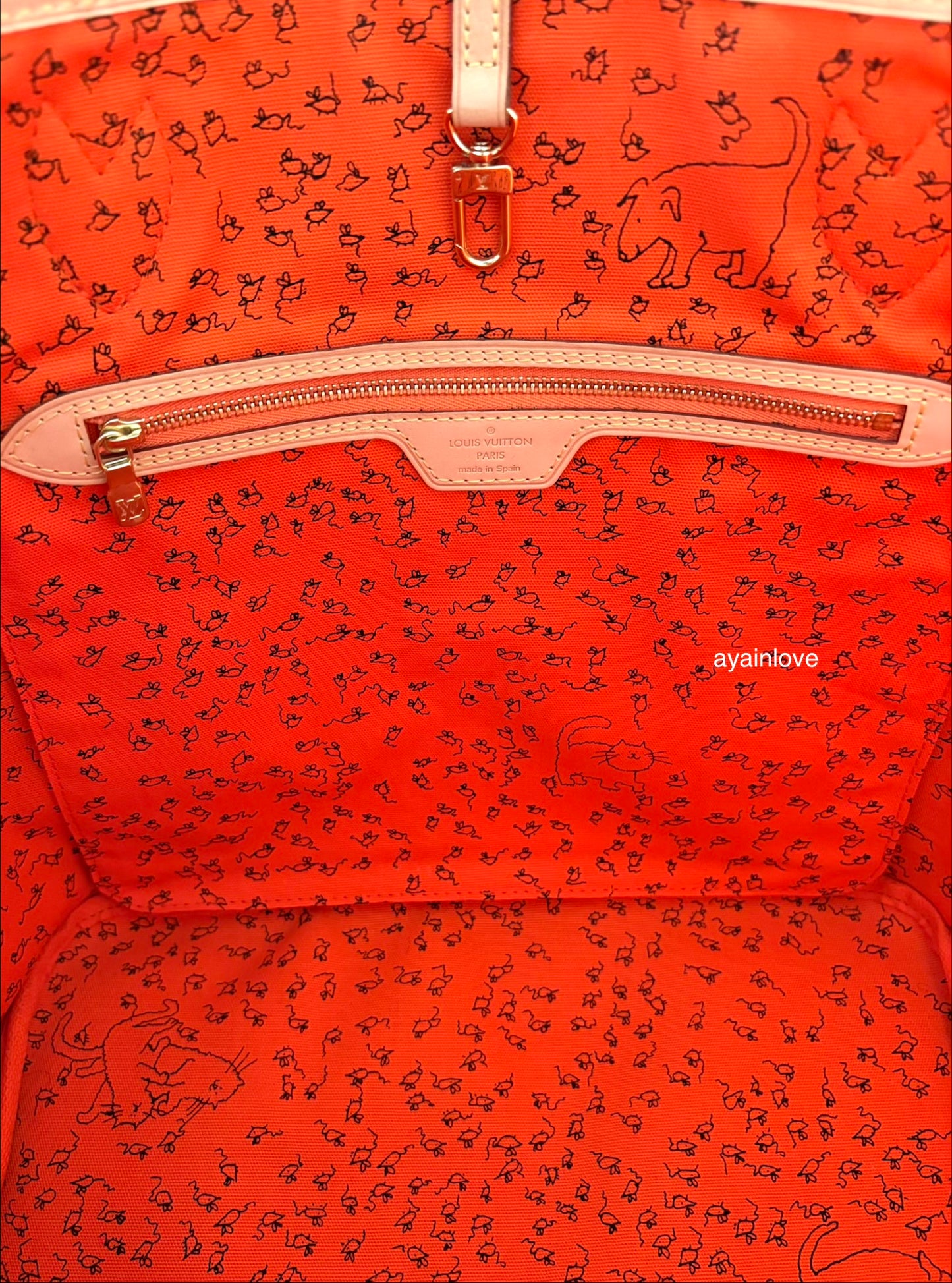 LOUIS VUITTON LV Limited Edition Grace Coddington Catogram Canvas Neverfull MM
