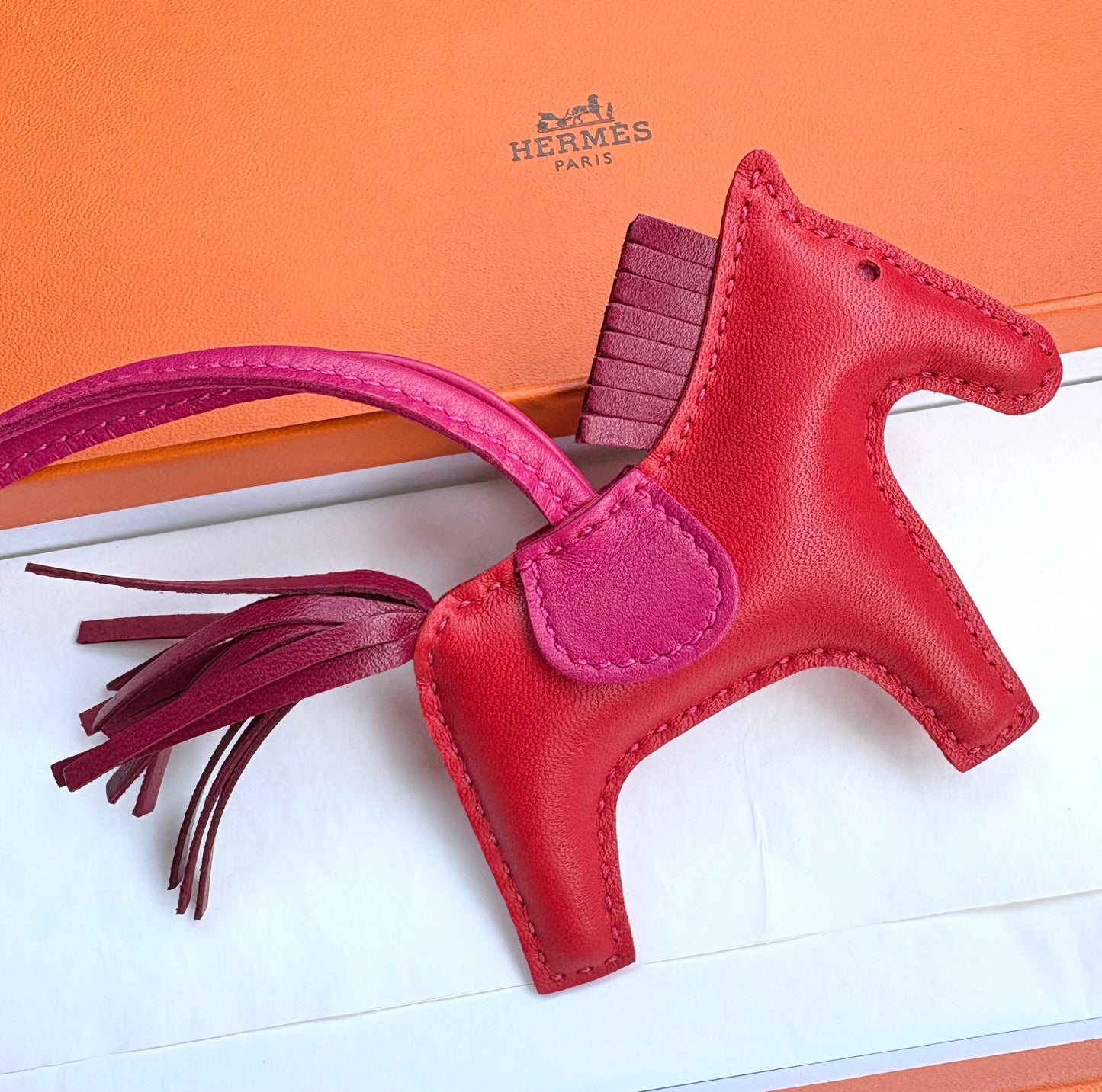 HERMES Rodeo PM Tricolour Rouge/Rubis/Rose Mexico Bag Charm