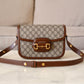 Gucci Horsebit 1955 Medium Brown GG Supreme Monogram Bag Gold Hardware