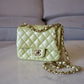 CHANEL 23C Light Green Microchipped Classic Quilted Square Mini Flap Bag Light Gold Hardware