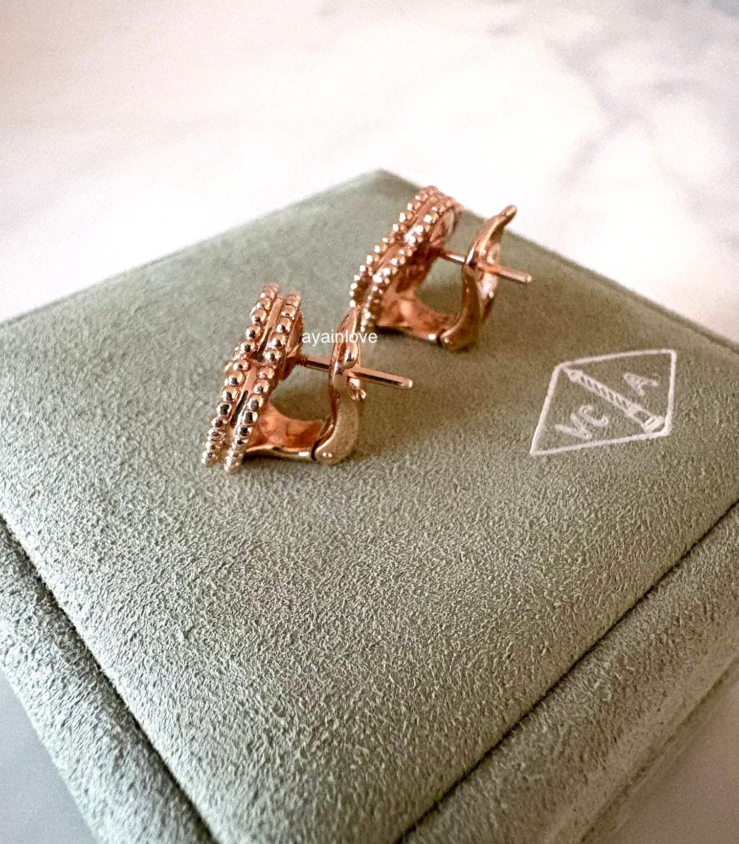 Van Cleef Arpels VCA Lucky Spring Plum Blossom Mother of Pearl 18KT Rose Gold Earrings