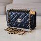 CHANEL 23S Black Caviar Wallet on Chain with Bag Charm Gold Hardware