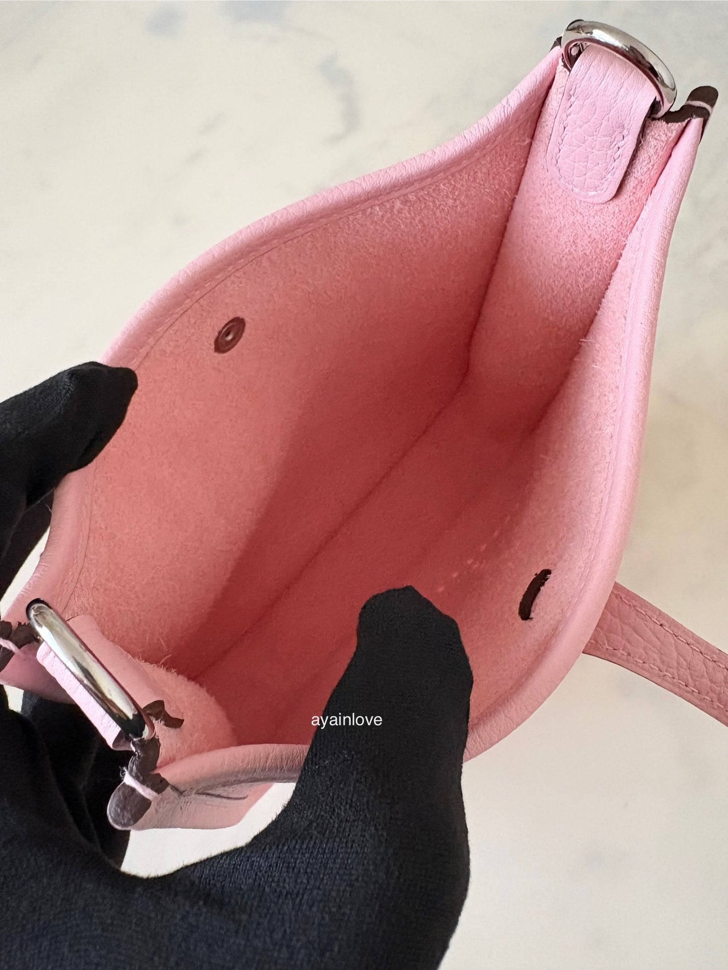 HERMES Mini Evelyne TPM 16 Amazone Rose Sakura Clemence Palladium Hardware W Stamp