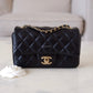 CHANEL 24K Black Lambskin Classic Rectangular Extra Mini 18cm Flap Light Gold Hardware