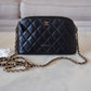 CHANEL Small Black Lambskin Zip Clutch on Chain Camera Bag Light Gold Hardware