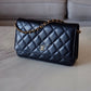 CHANEL Black Caviar Microchipped Classic Wallet On Chain Gold Hardware