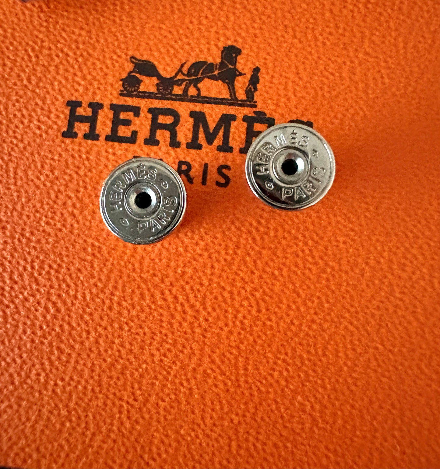 HERMES H Pop Mini Grey Maroon Glace Stud Earrings Palladium Hardware