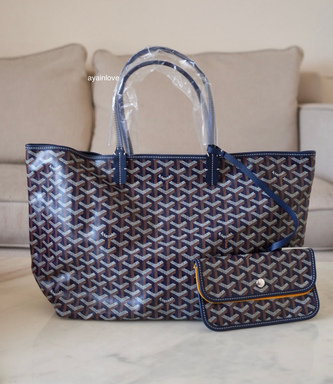 GOYARD St Saint Louis PM Navy Blue Tote Bag