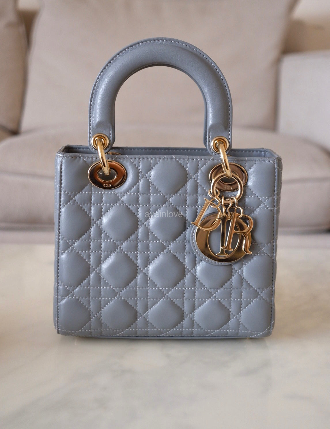 DIOR Small Lady Dior Grey Cannage Lambskin My ABCDior Bag