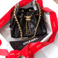 CHANEL 25 Mini Black Caviar Microchipped Bag Gold Hardware
