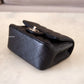CHANEL 17B Black Caviar (Burgundy Interior) Quilted Square Mini Flap Bag Silver Hardware