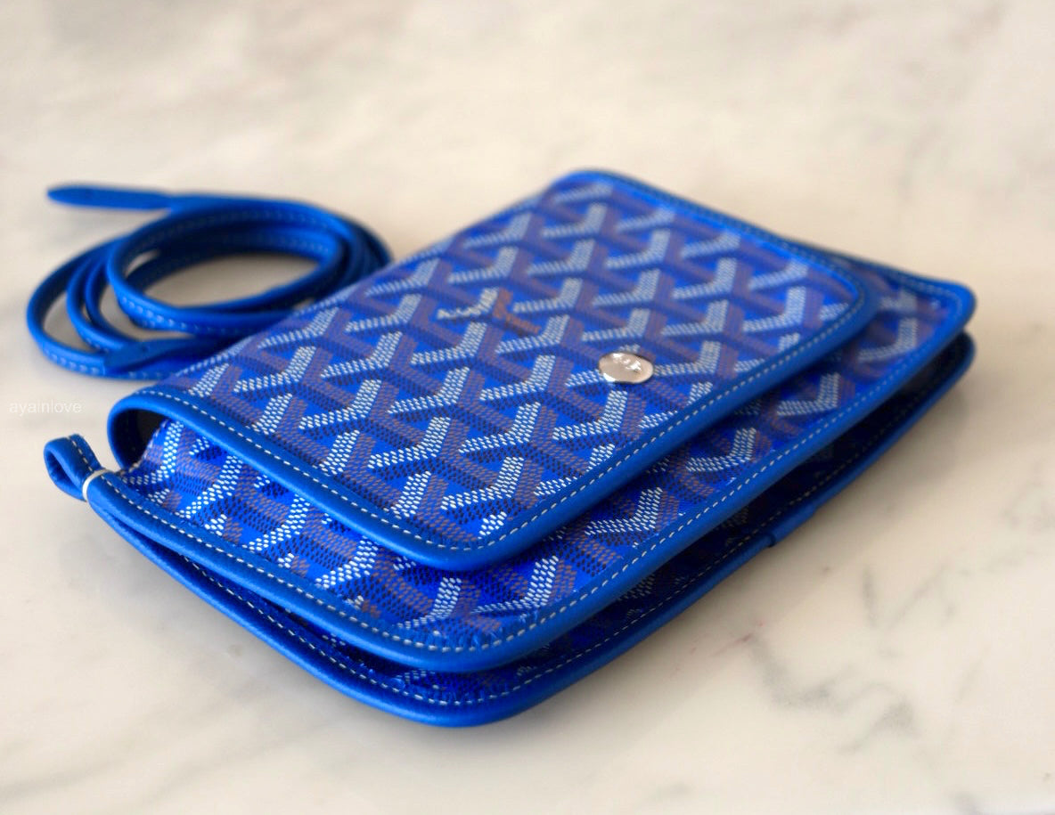 GOYARD Plumet Pocket Wallet Bag Sky Blue Goyardine Canvas