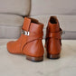 HERMES Naturel Brown Calfskin Neo Ankle Kelly Boots Shoes Palladium Hardware Size 39