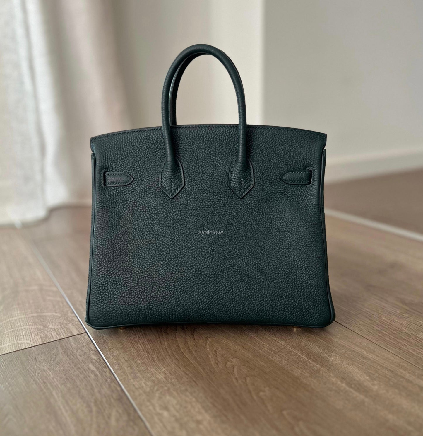 HERMES Birkin 25 Vert Cypress Togo Bag Gold Hardware U Stamp