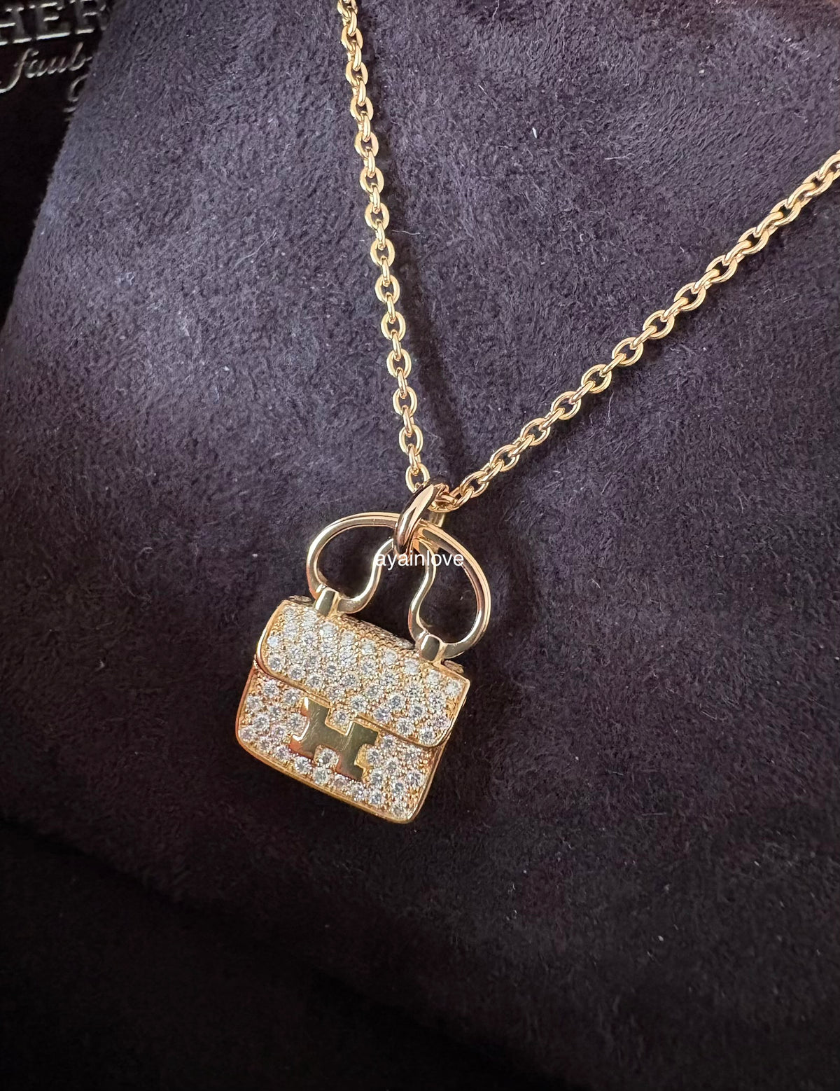 HERMES Amulettes Constance Pendant 18KT Rose Gold and Diamonds Necklace