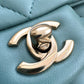 CHANEL 2022 Turquoise Blue Lambskin Microchipped Quilted Square Mini Flap Bag Light Gold Hardware