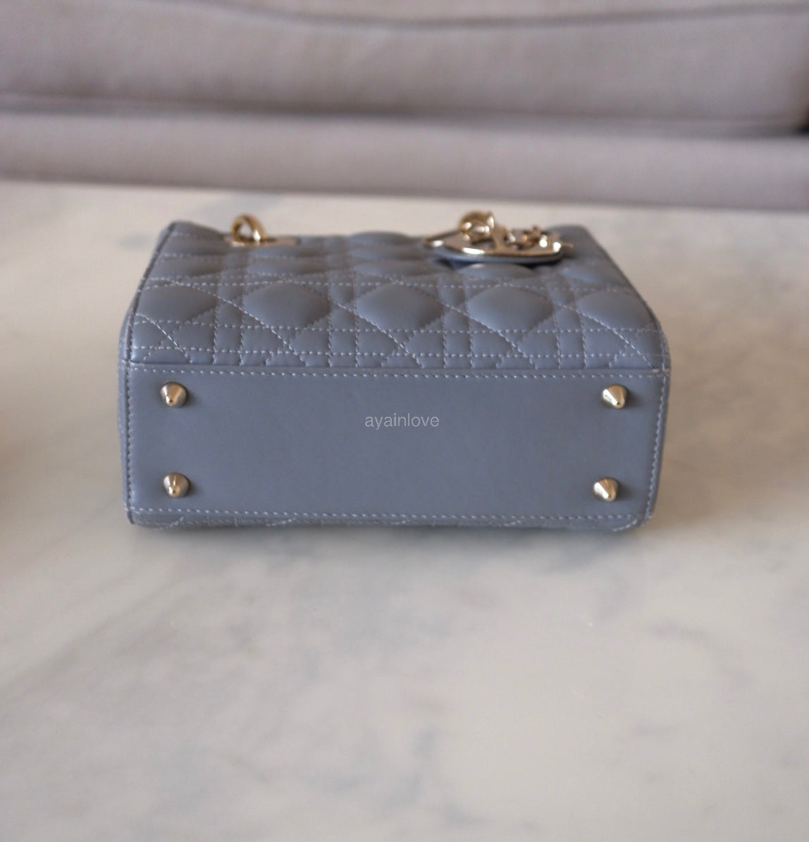 DIOR Small Lady Dior Grey Cannage Lambskin My ABCDior Bag