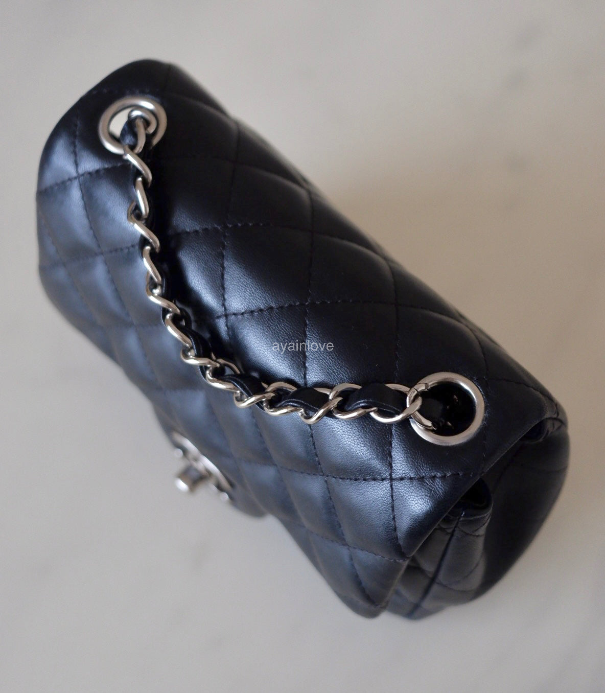 CHANEL Black Classic Quilted Square Mini Flap Bag Silver Hardware