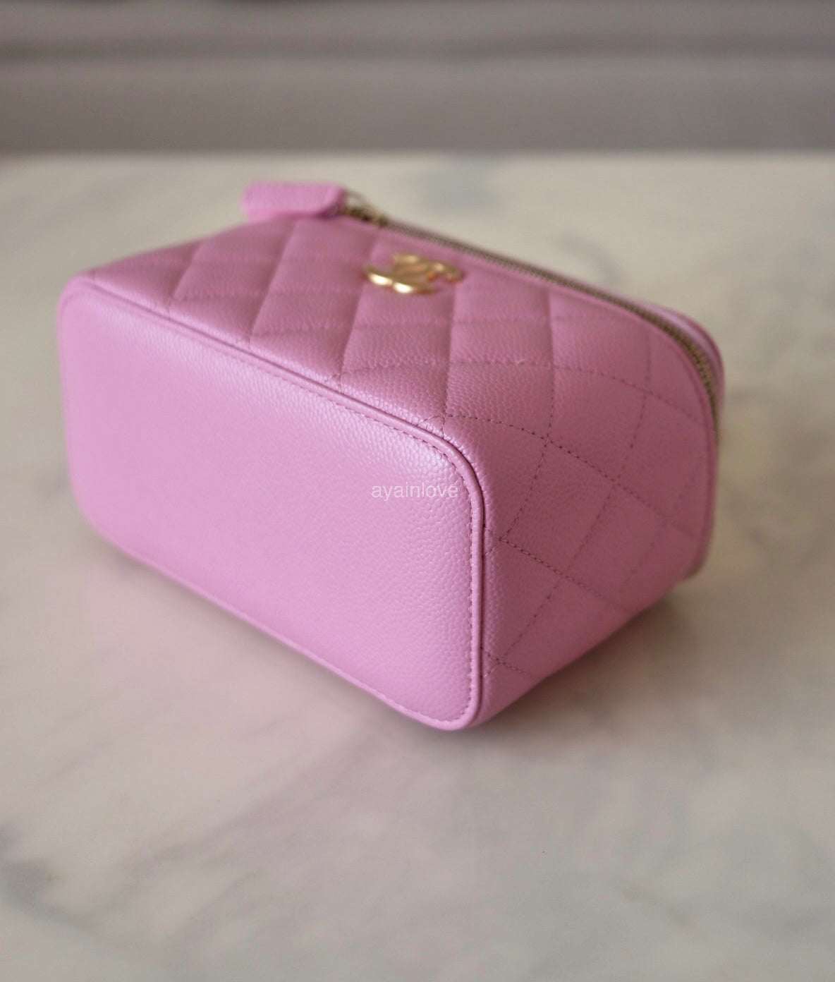 CHANEL 22S Pick Me Up Pink Caviar Top Handle Vanity Brushed Gold Hardware