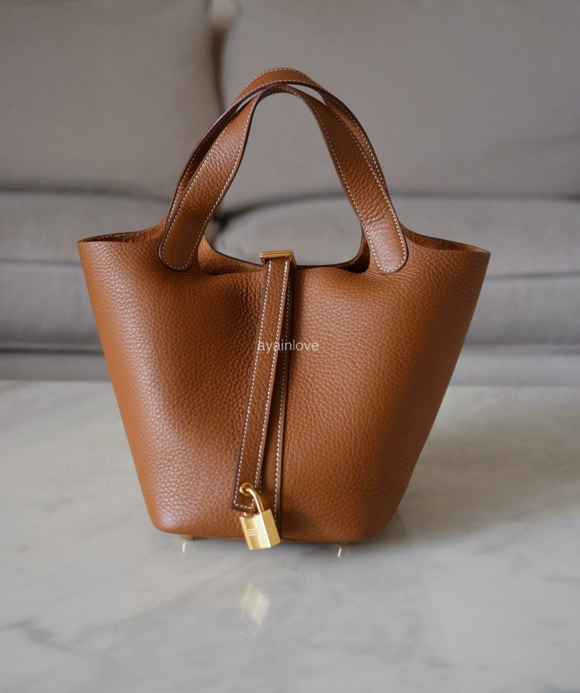 HERMES Picotin Lock 18 Gold Taurillion Clemence Gold Hardware Z Stamp
