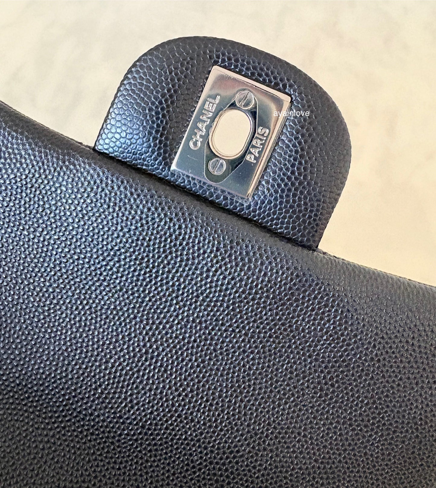 CHANEL 17B Black Caviar (Burgundy Interior) Quilted Square Mini Flap Bag Silver Hardware