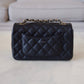 CHANEL 18B Black Caviar Quilted Rectangular Mini Flap Bag Light Gold Hardware