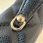 CHANEL Black Caviar Top Handle Flat Vanity on Chain Light Gold Hardware