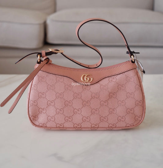 Gucci Ophidia Pink Small Shoulder Bag Rose Gold Hardware