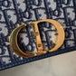 DIOR Montaigne 30 Blue Oblique Jacquard Medium Flap Bag Gold Hardware