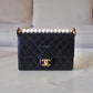 CHANEL 19S Chic Pearl Black Goatskin Flap Bag Gold Hardware