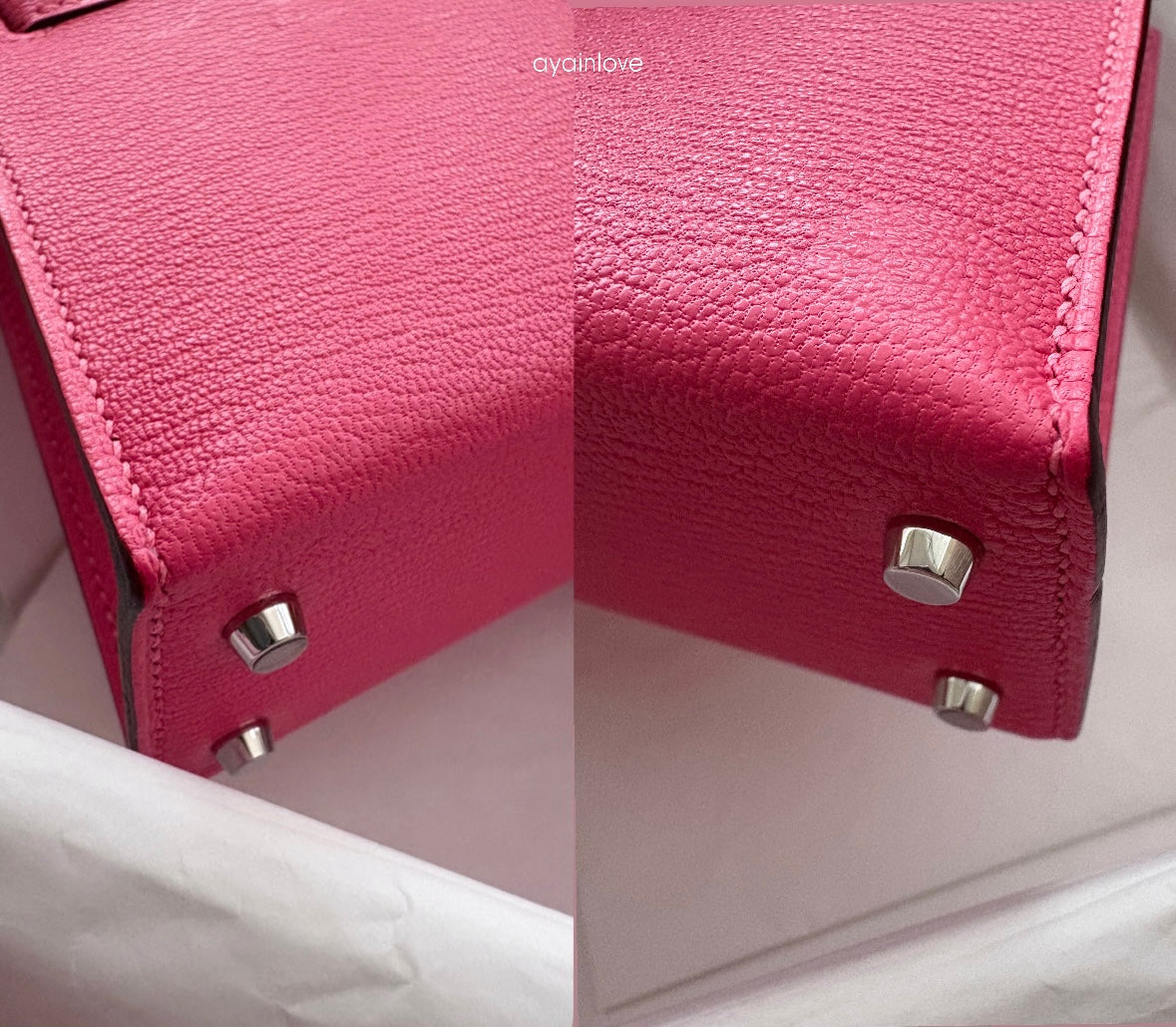 HERMES Mini Kelly 20 Pink Rose Lipstick Chèvre Mysore Palladium Hardware D Stamp