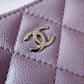 CHANEL Light Purple Caviar New Style XL Zippy Card Holder Wallet Silver Hardware