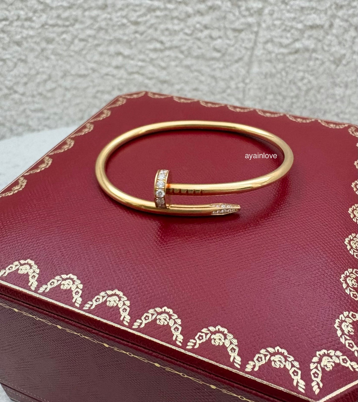 CARTIER 18KT Yellow Gold Full Size Classic JUC Juste Un Clou Diamonds Bracelet Size 17