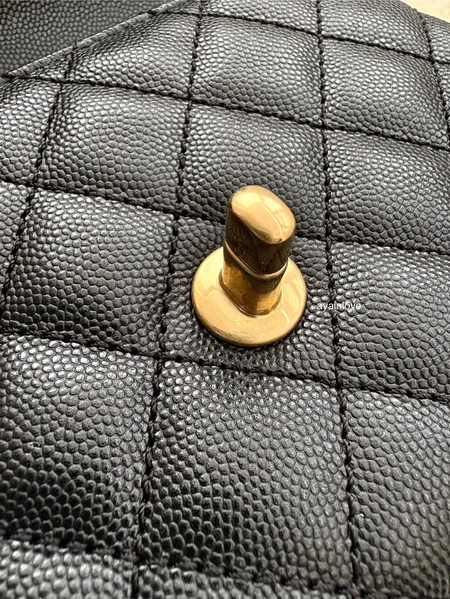 CHANEL Black Caviar Coco Chain Leather Handle Mini 19cm *Microchipped* Brushed Gold Hardware