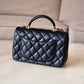 CHANEL Black Lambskin Top Handle Rectangular Mini Gold Hardware