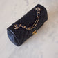 CHANEL 18B Black Caviar Quilted Rectangular Mini Flap Bag Light Gold Hardware