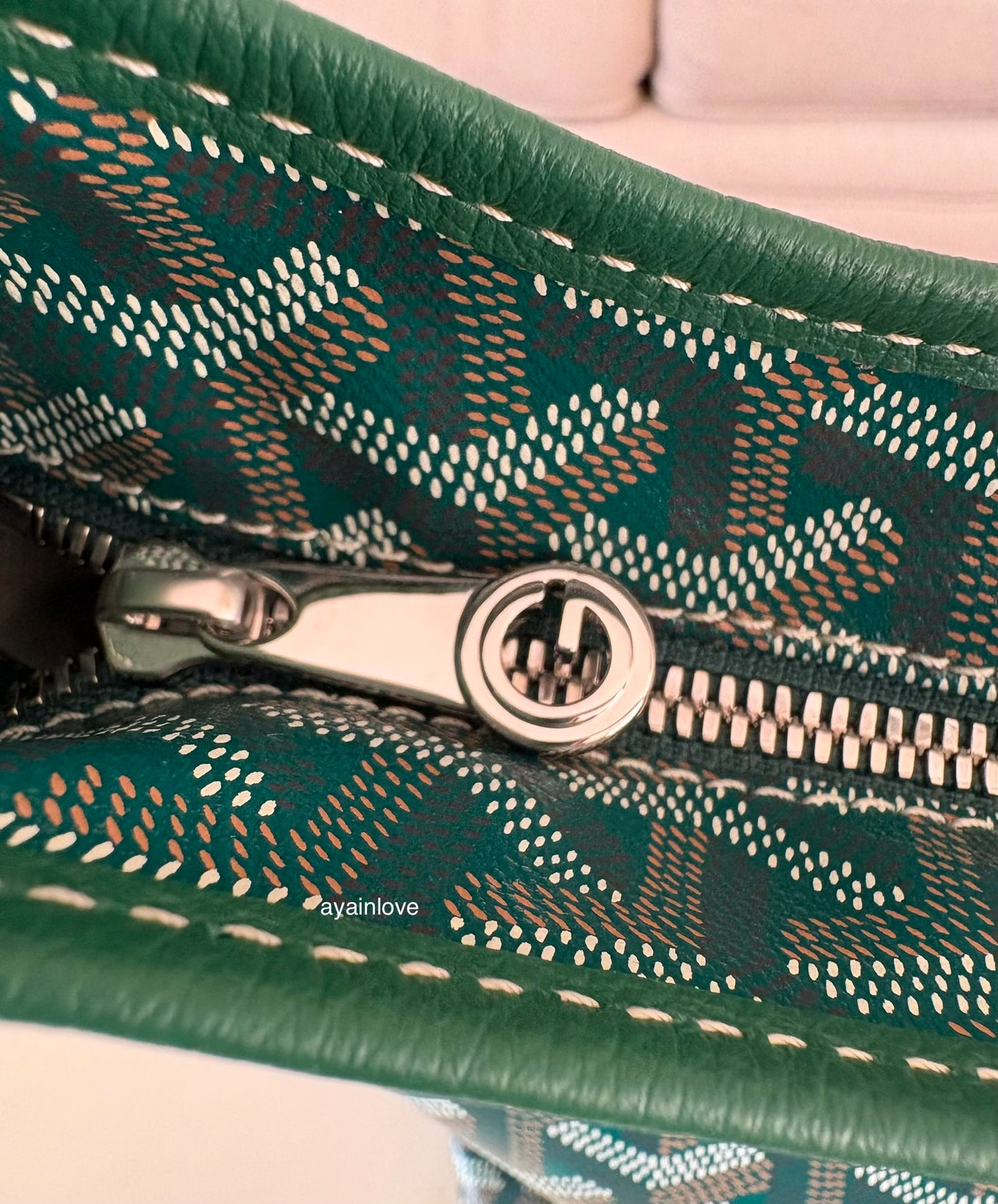 GOYARD Green Goyardine Hobo Boheme PM Bag with Blue Heart Stamp