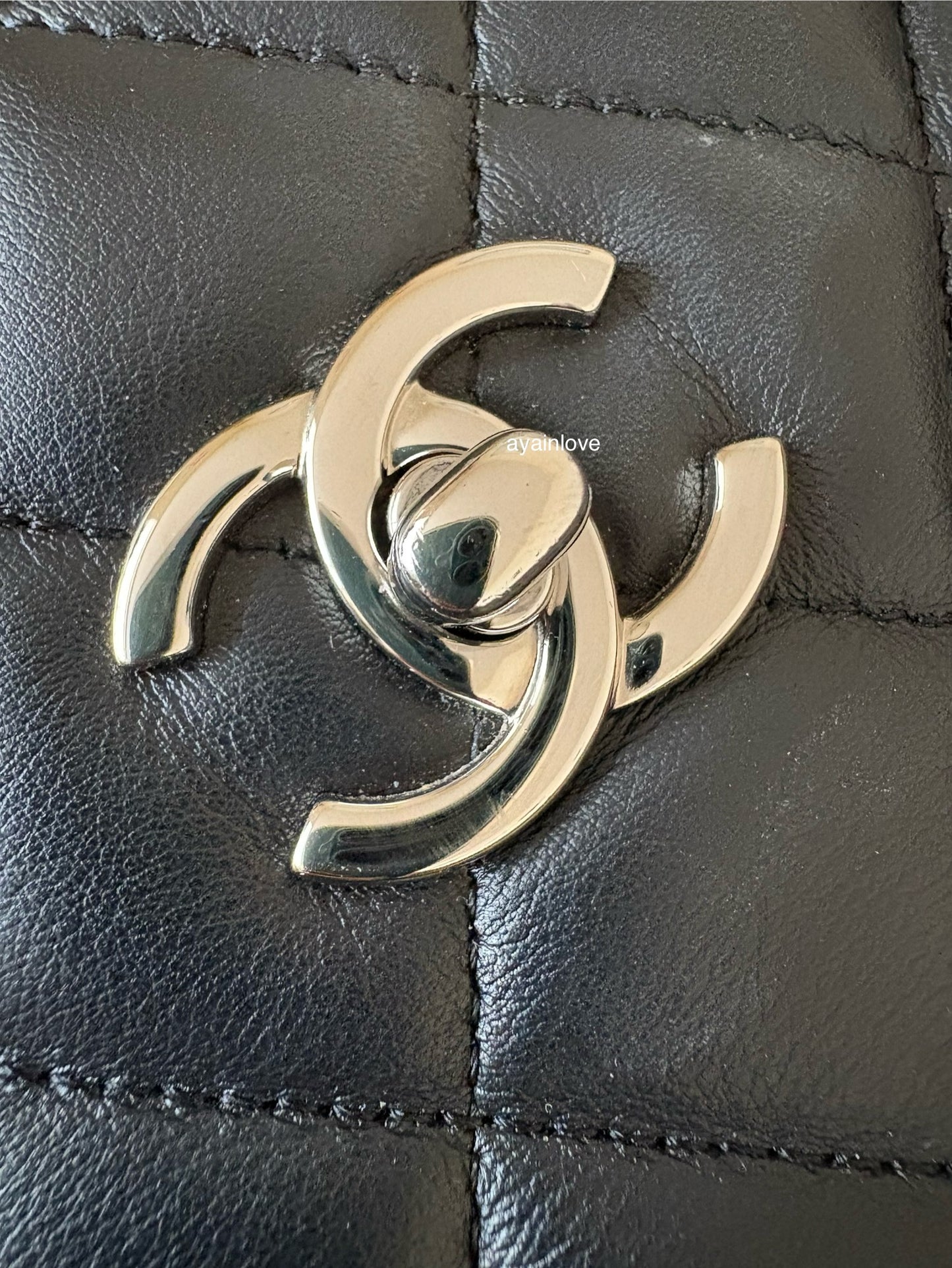 CHANEL Black Quilted Calfskin Tote Bag Classic CC Lock Silver Hardware