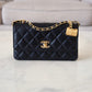 CHANEL 23S Black Caviar Wallet on Chain with Bag Charm Gold Hardware