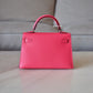 HERMES Mini Kelly 20 Pink Rose Lipstick Chèvre Mysore Palladium Hardware D Stamp