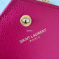 Yves Saint Laurent YSL Classic Cassandre Fuchsia Chevron Quilting Wallet on Chain Gold Hardware