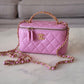 CHANEL 22S Pick Me Up Pink Caviar Top Handle Vanity Brushed Gold Hardware